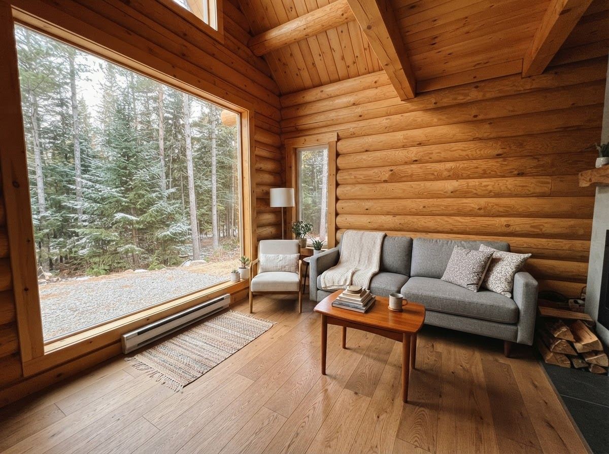 Cabin living room after a verified clean